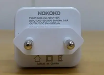 Photo de l’avis officiel: NOKOKO FOUR USB AC Adapter Chargeur USB — risque: Choc électrique