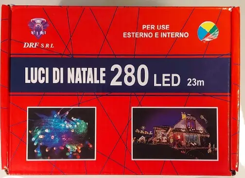 Foto aus der offiziellen Meldung: DFR S.R.L. Luci di Natale 100 led/Luce mantello 192 led/Luci di natale 280 led Beleuchtungskette — Risiko: Elektrischer Schlag & Feuer