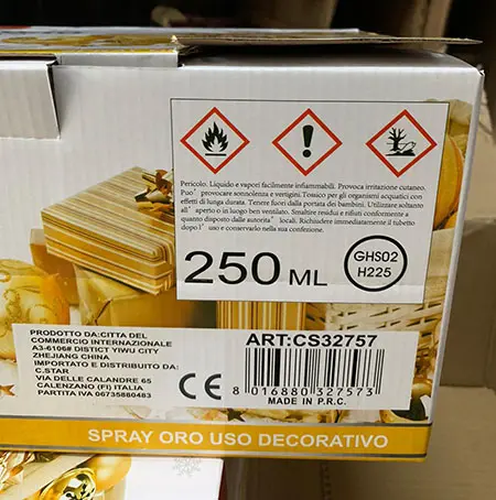 Foto dell’avviso ufficiale: C.STAR Spray oro ad uso decorativo in areosol Spray decorativo — rischio: Ustioni