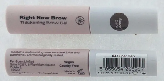 Foto aus der offiziellen Meldung: Missguided Right Now Brow Thickening Brow Gel Augenbrauengel — Risiko: Mikrobiologisches Risiko