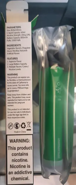 Photo from the official notice: Elf Bar 1500 Elf Bar 1500 2% Nicotine 4.8ml disposable electronic cigarette — chemical risk