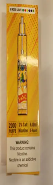 Foto aus der offiziellen Meldung: Hipster Glow Hipster Glow 2000 puffs 2% Salt Nic 6ml Einweg-elektronische Zigarette — Risiko: Chemikalie