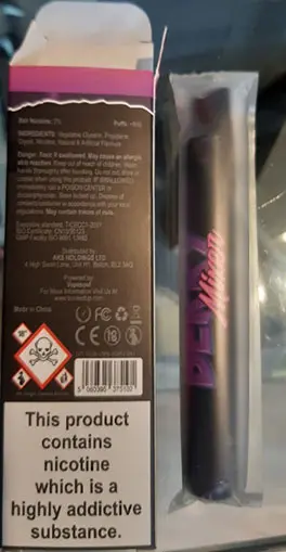 Photo de l’avis officiel: Frunk Bar Frunk Bar 20mg 2ml Cigarette électronique jetable — risque: Risque chimique