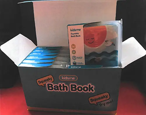 Photo de l’avis officiel: kidsme Squeaky Bath Book Jouet de bain — risque: Risque chimique