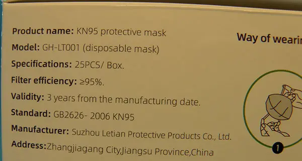 Foto aus der offiziellen Meldung: GH-LT001 KN95 Disposable Protective Mask Partikelfiltermaske — Risiko: Gesundheitsrisiken/Sonstige