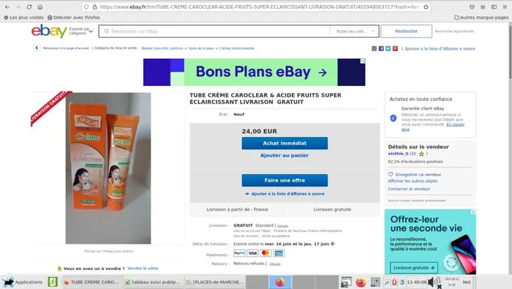 Photo de l’avis officiel: Caroclair Soin super éclaircissant Crème éclaircissante — risque: Risque chimique