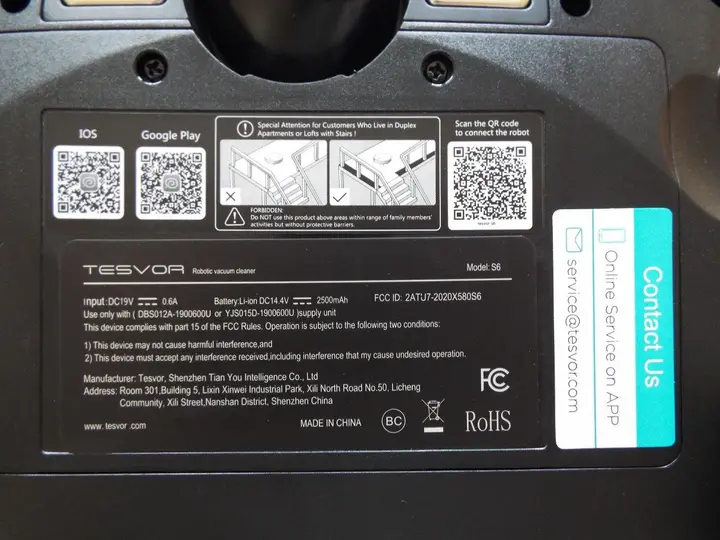 Photo de l’avis officiel: TESVOR S6 Robotic Vacuum Aspirateur robot — risque: Choc électrique