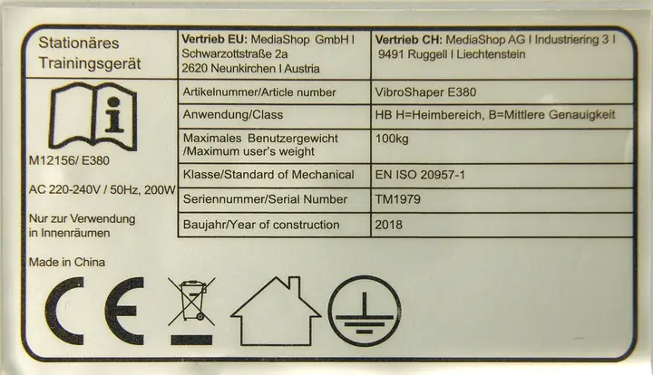 Foto aus der offiziellen Meldung: VIBROSHAPER VIBROSHAPER Vibroshaper (stationäre Trainingsgeräte) — Risiko: Verletzungen