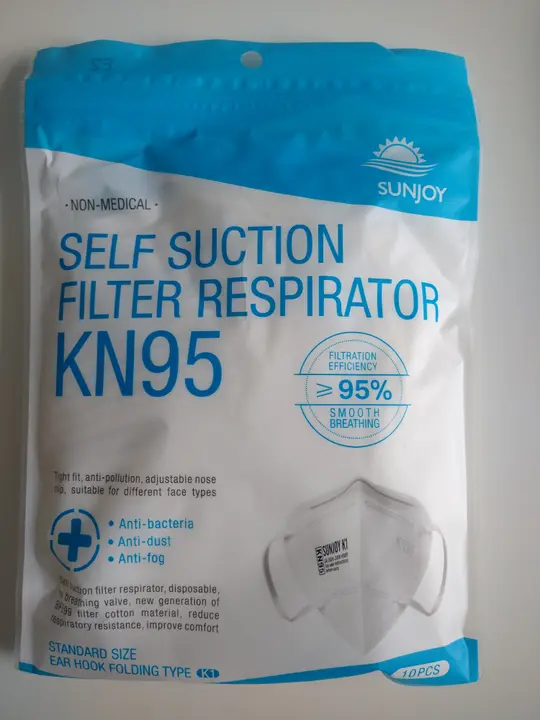 Photo from the official notice: Sunjoy Self-suction filter KN95 Respiratory Protective Face Mask particle filter mask — health risk