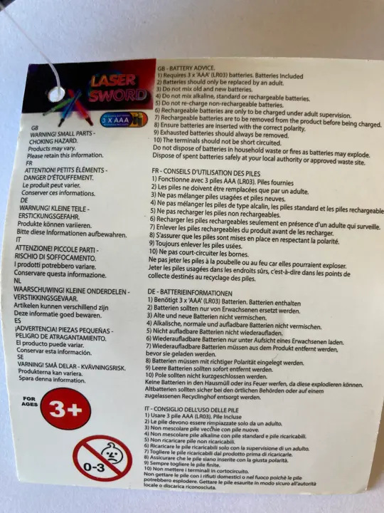 Foto dell’avviso ufficiale: H. Grossman Lasersvärd Sciabola leggera giocattolo — rischio: Ambiente