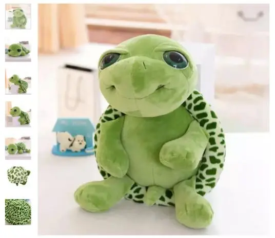 Foto dell’avviso ufficiale: Mignon gros yeux vert tortue tortue animal bébé en peluche en peluche Giocattolo morbido — rischio: Rischio chimico & Ostruzione delle vie aeree