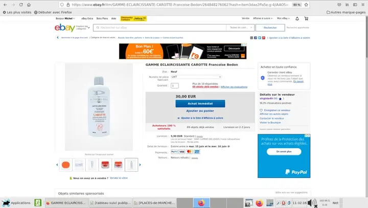 Foto do aviso oficial: Pr. Francoise Bedon Paris Lait éclaircissant Soin Hydratant Nourrissant CAROTTE Leite para clarear a pele — risco: Químico