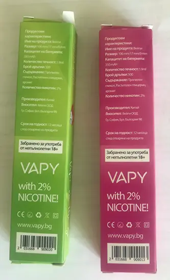 Photo de l’avis officiel: VAPY VAPY Cigarette électronique jetable — risque: Risque chimique