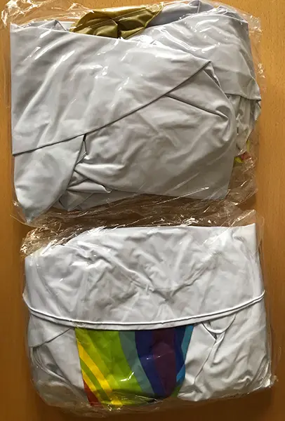 Foto aus der offiziellen Meldung: Vattenleksaker uppblåsbar cirkel Baby Flamingo Float Simring Uppblåsbar Aufblasbares Einhorn — Risiko: Chemikalie