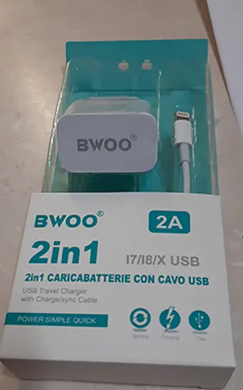 Foto uit de officiële melding: BWOO BWOO 2 in 1 USB-oplader — risico: Elektrische schok