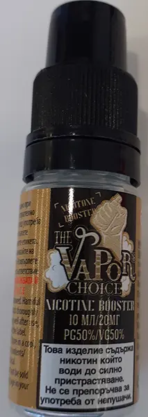 Photo from the official notice: Vapor`s choice Nicotine booster liquid for electronic cigarettes — chemical risk