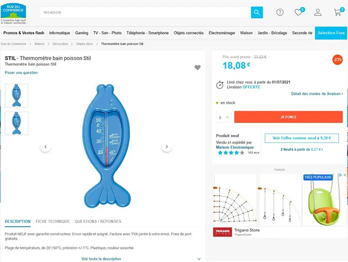 Photo from the official notice: STIL Thermomètre de bain poisson Stil children’s bath thermometer — choking risk