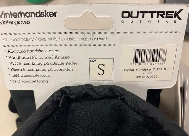 Photo de l’avis officiel: Outtrek outwear Gants d’hiver — risque: Risque chimique
