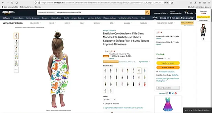 Foto uit de officiële melding: Bxstidho Combinaisons Fille sans manche été barboteuse shorts salopette enfant fille 1-6 ans tenues imprimées  — risico: Verwurging