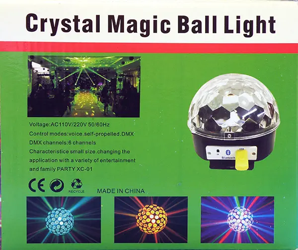 Foto do aviso oficial: Crystal Magic Ball Light Luz de bola — risco: Queimaduras & Choque elétrico