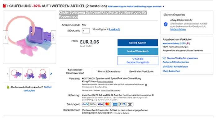 Foto dell’avviso ufficiale: Kinder Spielzeug Schlüssel Ring Kette Schlüsselbund für Puppenhaus Sonaglio giocattolo — rischio: Ostruzione delle vie aeree & Lesioni uditive