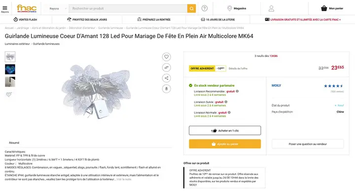 Photo de l’avis officiel: Guirlande Lumineuse Coeur D'Amant 128 Led Pour Mariage De Fête En Plein Air Multicolore MK64 Chaîne d’éclairag — risque: Choc électrique
