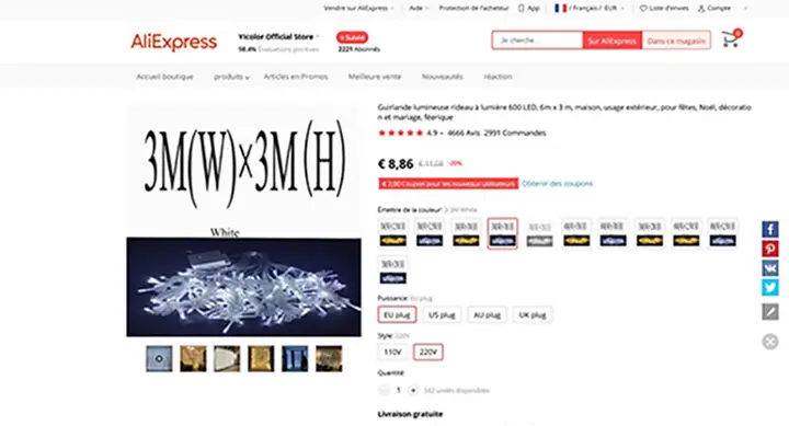 Zdjęcie z oficjalnego zgłoszenia: Guirlande lumineuse rideau à lumière 600 LED, 6m x 3 m, usage extérieur et intérieur pour fêtes Łańcuch oświet — ryzyko: Porażenie prądem