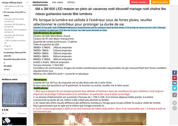 Zdjęcie z oficjalnego zgłoszenia: Guirlande lumineuse rideau à lumière 600 LED, 6m x 3 m, usage extérieur et intérieur pour fêtes Łańcuch oświet — ryzyko: Porażenie prądem