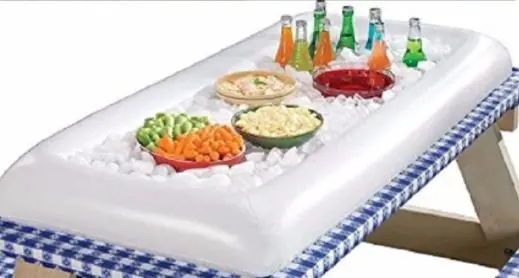 Foto dell’avviso ufficiale: 134 * 64 cm Uppblåsbar tabell Servering för BBQ Bar fest Buffé Iskylare Picknickbord ... Tavolo da picnic gonf — rischio: Rischio chimico