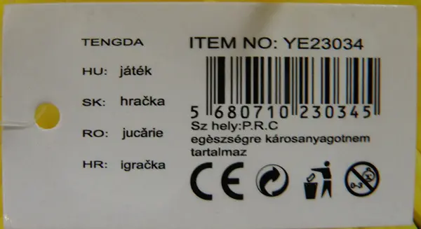 Photo de l’avis officiel: Tengda játék / hračka Jouet LED clignotant — risque: Risque chimique & Étouffement