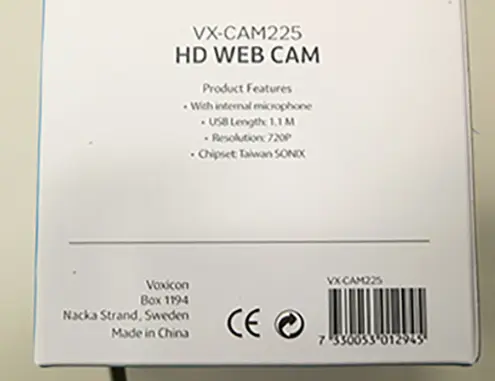 Photo de l’avis officiel: Voxicon CAMÉRA WEB — risque: Risque chimique