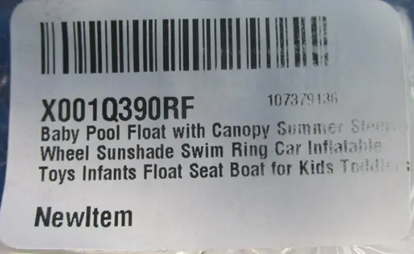 Foto dell’avviso ufficiale: QIAONIUNIU Baby Pool Float with Canopy Summer Steering Wheel Sunshade Swim Ring Car Inflatable Toys Infants .. — rischio: Annegamento