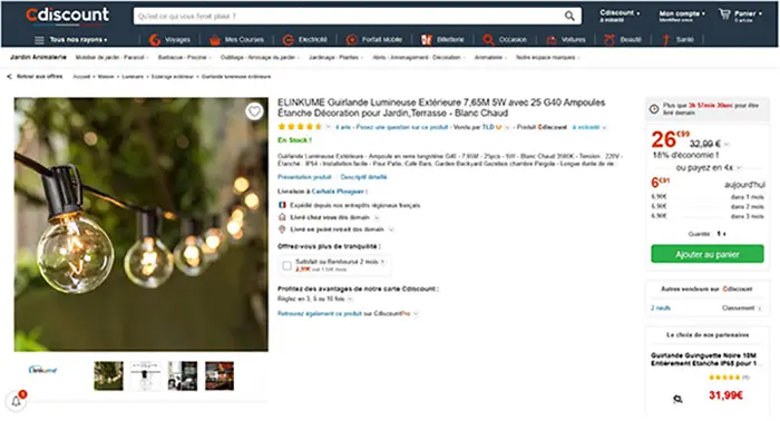 Foto do aviso oficial: ELINKUME ELINKUME Guirlande Lumineuse Extérieure 7,65M 5W avec 25 G40 Ampoules Étanche Décoration pour ext. Co — risco: Choque elétrico
