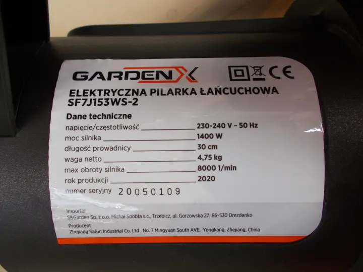 Foto do aviso oficial: GARDENX Elektryczna pilarka lancuchowa Motosserra elétrica — risco: Cortes & Ferimentos