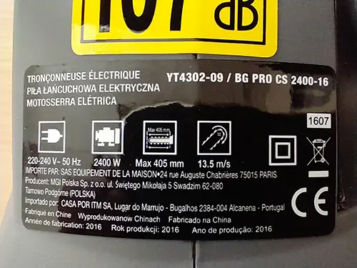 Foto do aviso oficial: BESTGREEN PRO Pila lancuchowa elektryczna Motosserra elétrica — risco: Cortes & Ferimentos