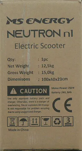 Photo from the official notice: MS ENERGY NEUTRON n1 Electric Scooter — burns & fire risk