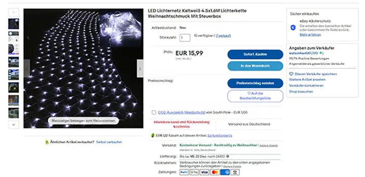 Foto do aviso oficial: HENGDA Hohe Leistung Lichtnetz Corrente de iluminação — risco: Queimaduras & Choque elétrico