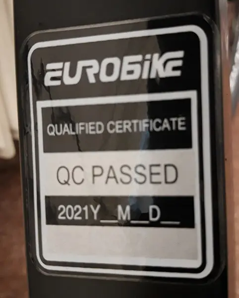Foto do aviso oficial: EUROBIKE Electrically power assisted cycle (EPAC) bicycle Bicicleta elétrica — risco: Ferimentos