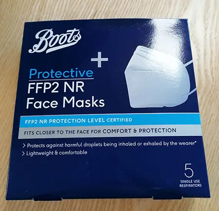 Photo de l’avis officiel: Boots Protective FFP2 NR Face Masks Masque filtre à particules — risque: Risque sanitaire/autre