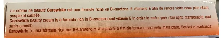 Photo from the official notice: Dream Cosmetics Caro white Intensive Care Lightening Beauty Cream with Coconut oil skin-lightening cream — chemical risk