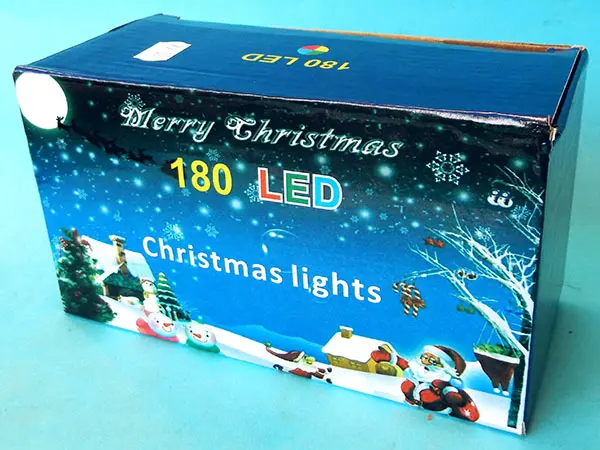 Foto do aviso oficial: Merry Christmas 180 LED Christmas lights Corrente de iluminação — risco: Queimaduras & Choque elétrico
