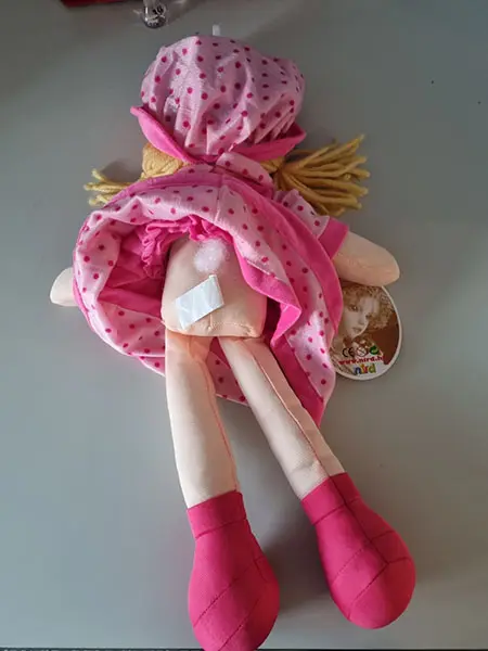 Foto do aviso oficial: NIRD RAG DOLL Brinquedo macio — risco: Engasgamento (A11/00042/22)