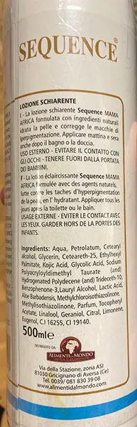 Photo de l’avis officiel: Mama Africa Cosmetics Sequence Lightening Beauty Lotion Lotion éclaircissante pour la peau — risque: Risque chimique