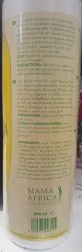 Photo de l’avis officiel: Mama Africa Cosmetics Skin Light Lemon Lotion Lotion éclaircissante pour la peau — risque: Risque chimique