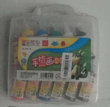Photo from the official notice: Mokeelo Peinture doigt gouache enfant palette. 12 X Peinture doigt pour bébé et enfant nettoyage à l'eau finge — chemical risk