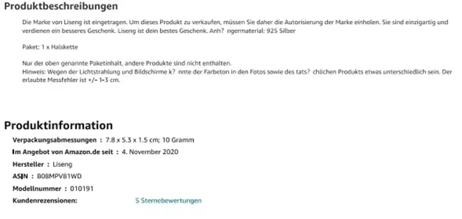 Foto aus der offiziellen Meldung: Liseng Liseng Vampir Diaries/Elena/Katherines Spaziergang Unter der Sonnenschein Halskette. — Risiko: Chemikalie