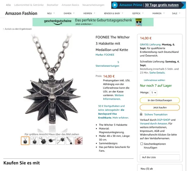Foto dell’avviso ufficiale: FOONEE Anhänger in Form eines Wolfskopfes Ciondolo per collana — rischio: Rischio chimico