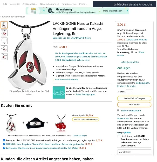 Photo from the official notice: LACKINGONE, Meirenpeizi - Zhijia Jewelry LACKINGONE Naruto Kakashi Anhänger mit rundem Auge, Legierung, Rot ne — chemical risk