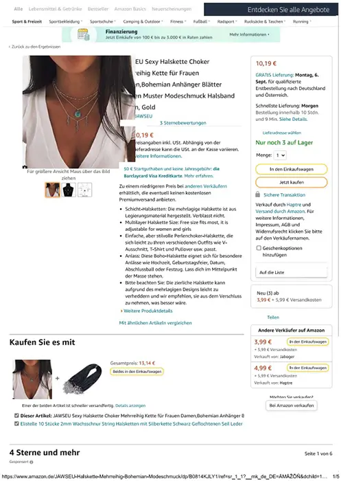 Foto do aviso oficial: JAWSEU JAWSEU Sexy Halskette Choker Mehrreinig Kette für Frauen Damen Bohemian Anhänger Blatter Blumen Must Co — risco: Químico