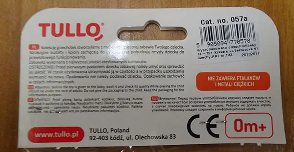 Foto do aviso oficial: TULLO Baby Rattle Brinquedo de chocalho — risco: Engasgamento (A12/00520/22)